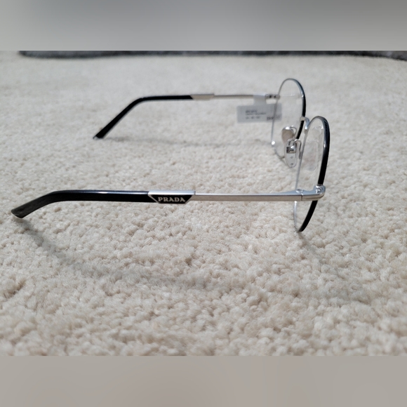 Prada 0PR 64YV Eyeglasses Silver/Black Frame Round Full Rim 54-18-135 No Case - Picture 10 of 15